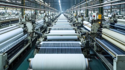 A hightech weaving facility seamlessly blends automation with traditional textile craftsmanship