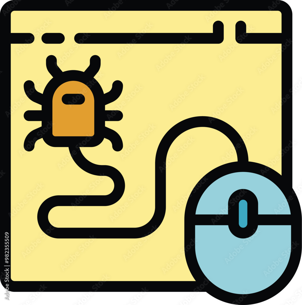 Poster computer mouse connecting to a virus on a website with its pointer