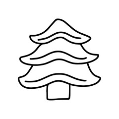 Christmas tree in doodle style, simple