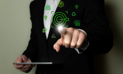 Environmental goal concept for green companies, ecological goal for social business strategy and business development with environmental conservation goals