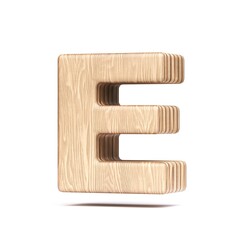 Plywood font Letter E 3D