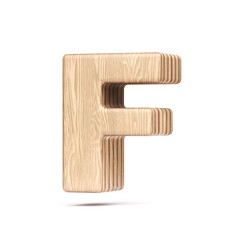 Plywood font Letter F 3D