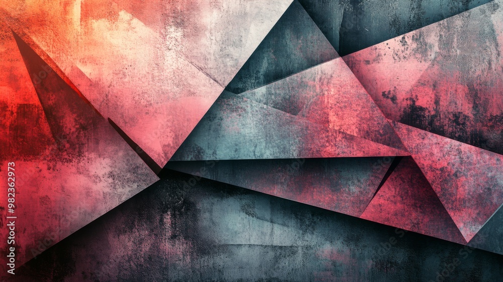 Poster An abstract background with geometric shapes and sharp angles, using contrasting colors and patterns to create a modern and edgy visual effect.