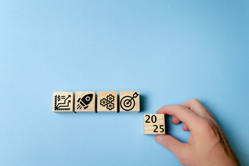 Business growth in 2025. Business budget and cost planning goals for the new year concept.