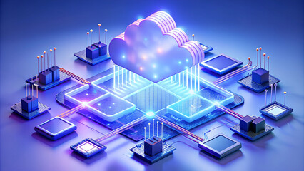 Fototapeta premium a blue and black computer monitor with a cloud on it.