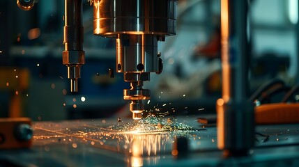 In modern workshop an electric screwdriver featuring sparkly tool tips