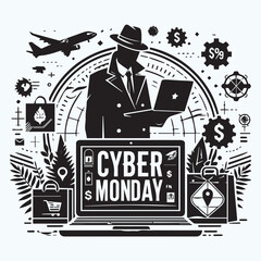 Cyber Monday Silhouette Vector Illustration