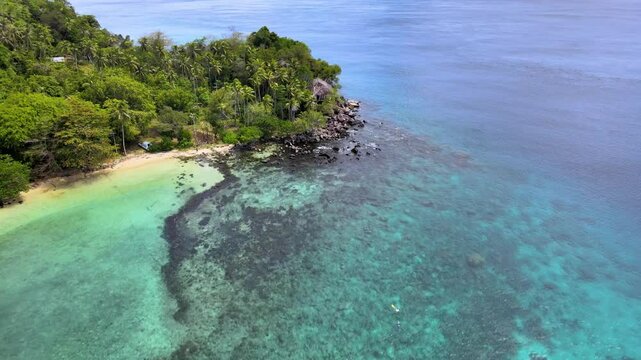Tropical Island Beach Embraced by Emerald Green Waters