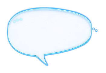 Blue outline speech bubble with dots on transparent background