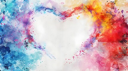 Obraz premium Vibrant Watercolor Heart Shaped Border for Text and Design Elements