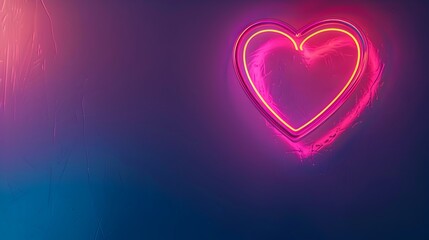 Glowing Neon Heart Art on Vibrant Colorful Background