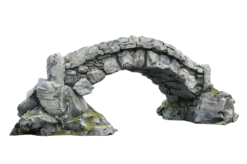 A detailed stone bridge model showcasing intricate design and natural elements for tabletop games in a studio setting.