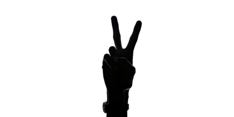 A hand with a peace sign made of two fingers