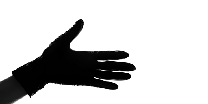A hand is shown in a black glove, with the thumb pointing to the camera - Powered by Adobe