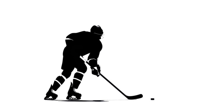 A hockey player is in the middle of a game, holding a hockey stick