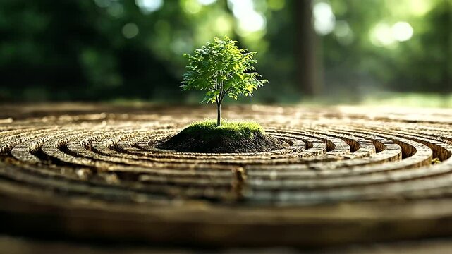 A tree ring cross-section, where each ring symbolizes a different stage of skill development, growing outward from the center