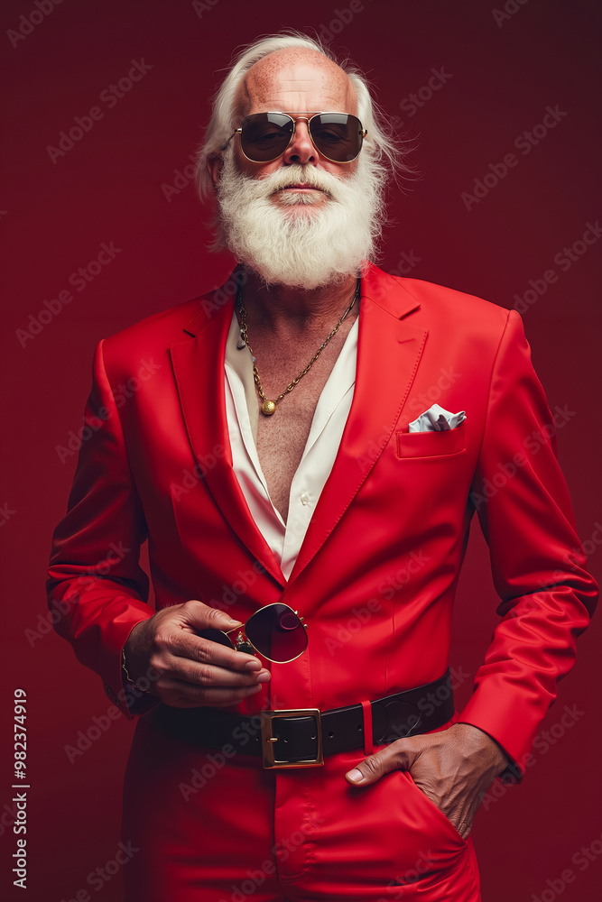 Canvas Prints A man in a red suit and sunglasses posing for a picture