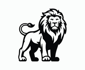 Obraz premium Wild majestic lion silhouette EPS vector animal illustration template on a white background