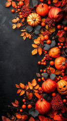 Pattern of Halloween decoration, frame. AI generative