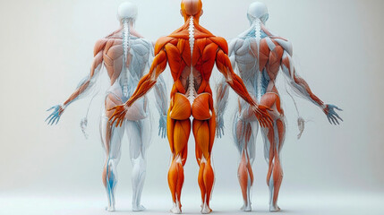 3d rendering of a female muscular system highlighted in figure