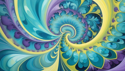 Blue and Yellow Abstract Spiral