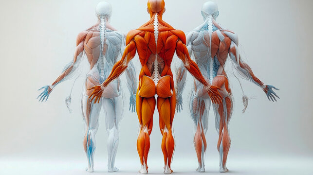 3d rendering of a female muscular system highlighted in figure