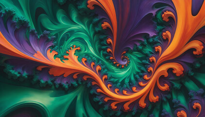 Colorful abstract swirls with purple and orange hues