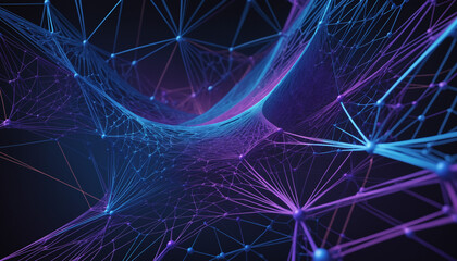 Purple abstract background with geometric shapes and web