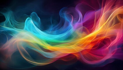 Fototapeta premium Soft, wispy trails of smoke rise and twirl through the air, blending hues of colors creating a dreamlike, ethereal background of flowing, translucent forms.