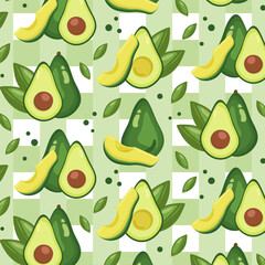 Seamless pattern. Avocados in cartoon style isolated on background. Spain country symbol stock vector illustration