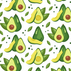 Seamless pattern. Avocados in cartoon style isolated on background. Spain country symbol stock vector illustration