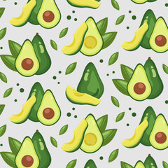 Seamless pattern. Avocados in cartoon style isolated on background. Spain country symbol stock vector illustration