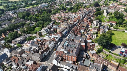 Lewes town centre high street East Sussex UK drone,aerial  . © Air Video UK 