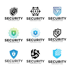Set of shield cyber Security Logo or badge for technology and security company.