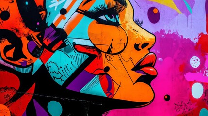 Vibrant Street Art Portrait of a Woman