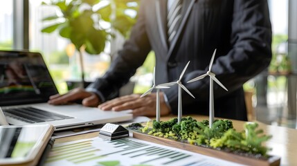 Business Leader Hosting Sustainability Seminar with Green Energy Models and Eco Friendly Solutions