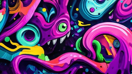 Colorful Abstract Monster in Vibrant Graphic Art