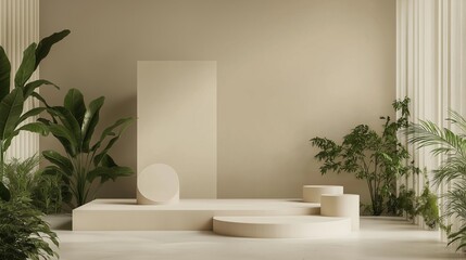A minimalist, botanical-inspired interior design. 