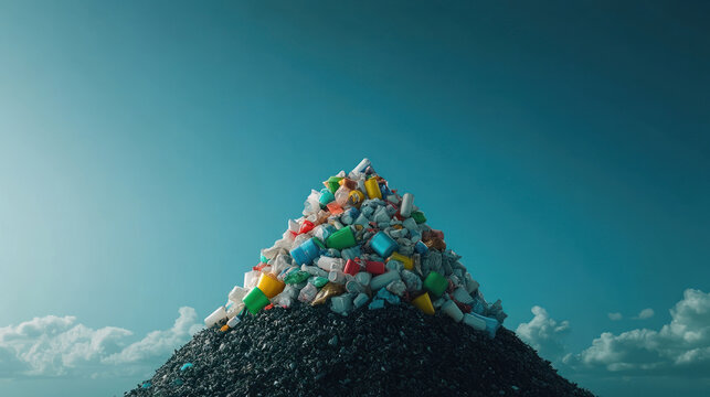 A landfill overflowing with waste, visualizing the environmental impact of overconsumption
