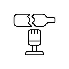 Bottle crack sound outline icons, minimalist vector illustration ,simple transparent graphic element .Isolated on white background