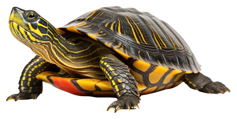Obraz premium PNG Red-eared slider turtle reptile animal white background.