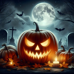 Halloween pumpkin background featuring spooky jack-o-lanterns on a black backdrop, perfect for autumn celebrations	