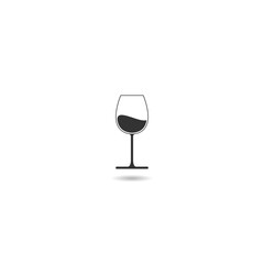 Wine glass icon with shadow
