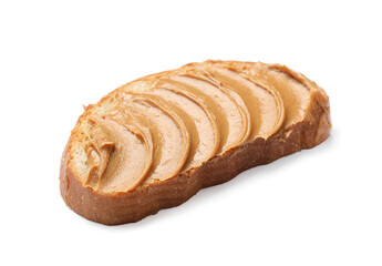 Tasty sandwich with peanut butter isolated on white