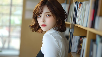 Woman in White Shirt Looking Over Shoulder