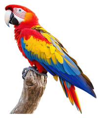 Fototapeta premium PNG Colorful macaw perched on a branch outdoors