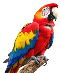 Obraz premium PNG Vibrant macaw perched on a branch in sunny light