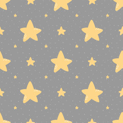 Cute seamless pattern with adorable stars. Vector background in Scandinavian style for design textile or backdrop © alia.kurianova