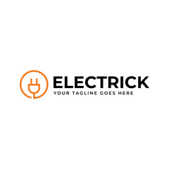 Electrical power plug logo. Current and voltage symbol.