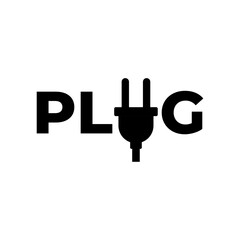 Electrical power plug logo. Current and voltage symbol.